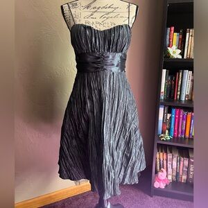 Silver Strapless Crinkled Look Cocktail Dress